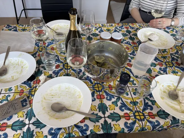 Dinner table after a meal